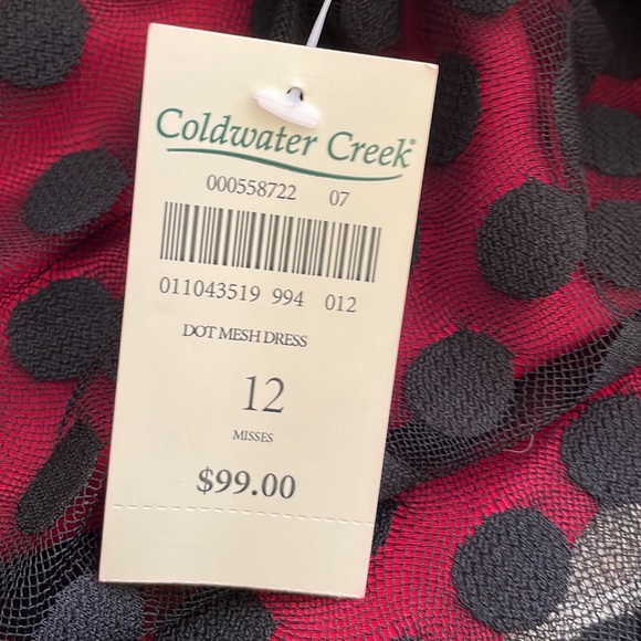 Coldwater Creek Red Mesh Polka Dot Dress New with Tags Sz 12 - Picture 10 of 10